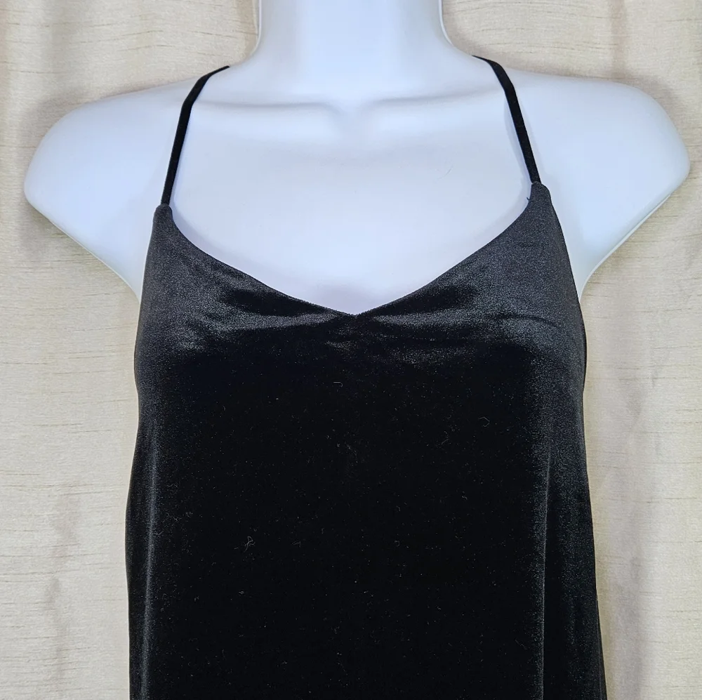 NWOT Loft black velvet halter A-line swing dress Womens Medium - Picture 7 of 9